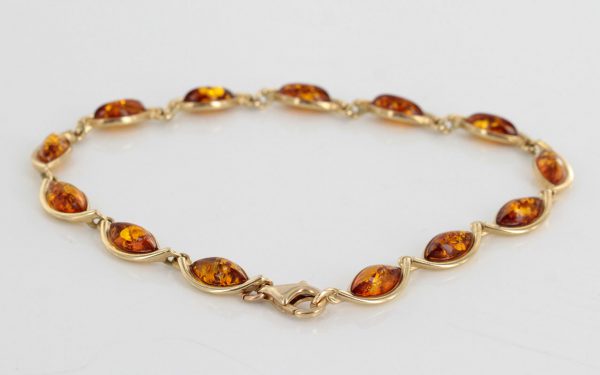 ITALIAN HANDMADE GERMAN BALTIC AMBER BRACELET IN 9CT solid GOLD GBR045-RRP£550!!!