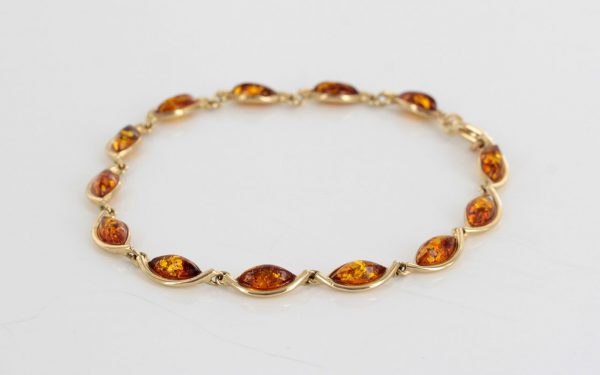 ITALIAN HANDMADE GERMAN BALTIC AMBER BRACELET IN 9CT solid GOLD GBR045-RRP£550!!!