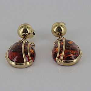 Italian Handmade German Baltic Amber in 9ct Gold Drop Earrings GE0327 RRP£375!!!