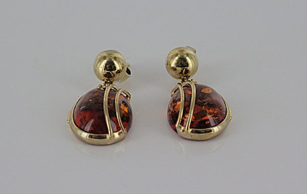 Italian Handmade German Baltic Amber in 9ct Gold Drop Earrings GE0327 RRP£375!!!