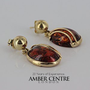 Italian Handmade German Baltic Amber in 9ct Gold Drop Earrings GE0327 RRP£375!!!