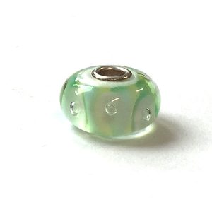 Genuine Murano Glass Trollbeads Charm Green Stripe Bubbles 61446 RRP25!!!