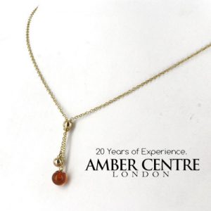 Italian Made "Love" German Baltic Amber Necklace with 9ct solid Gold- GN0115 RRP£255!!!