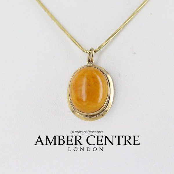 Antique Handmade German Butterscotch Baltic Amber Pendant in 9ct solid UK Gold-GP0045Y RRP£395!!!