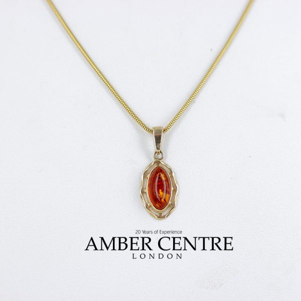 Italian Made Classic Elegant German Baltic Amber Pendant in 9ct solid Gold GP0102 RRP£145!!!