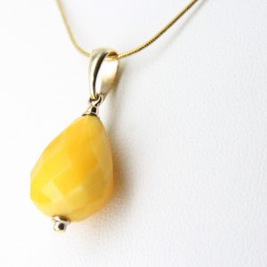 Italian Made German Butterscotch Amber Teardrop Pendant 9ct Gold Loop GP0294 RRP£145!!