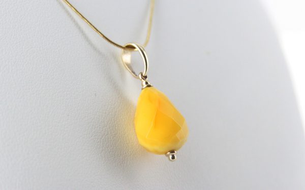 Italian Made German Butterscotch Amber Teardrop Pendant 9ct Gold Loop GP0294 RRP£145!!