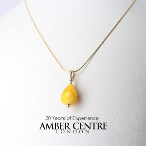 Italian Made German Butterscotch Amber Teardrop Pendant 9ct Gold Loop GP0294 RRP£145!!