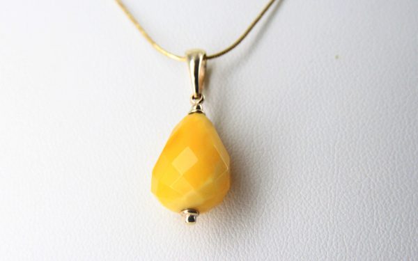 Italian Made German Butterscotch Amber Teardrop Pendant 9ct Gold Loop GP0294 RRP£145!!