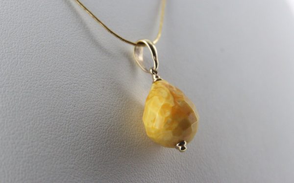 Italian Made German Butterscotch Amber Teardrop Pendant 9ct solid Gold Loop GP0295 RRP£195!!