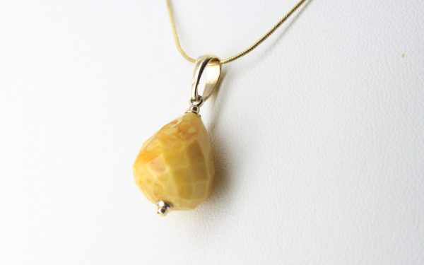 Italian Made German Butterscotch Amber Teardrop Pendant 9ct solid Gold Loop GP0295 RRP£195!!