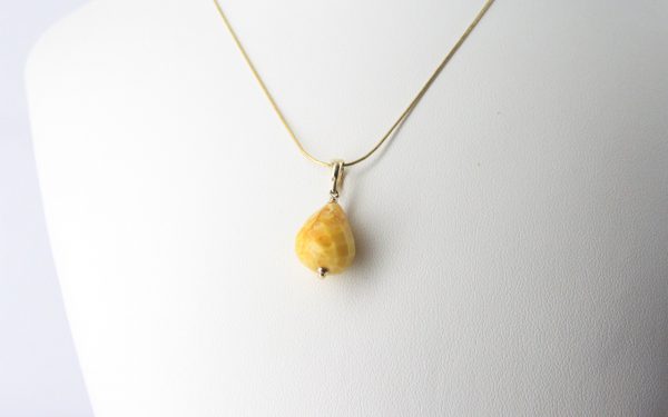 Italian Made German Butterscotch Amber Teardrop Pendant 9ct solid Gold Loop GP0295 RRP£195!!