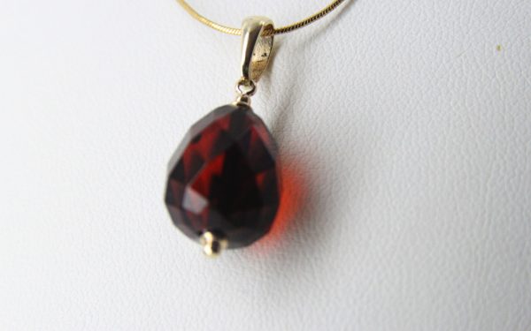 Italian Handcrafted Elegant German Cherry Amber Pendant 9ct solid Gold Loop GP0297 RRP£145!!!