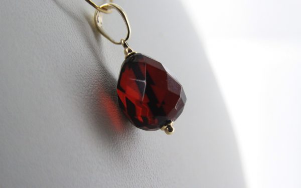 Italian Handcrafted Elegant German Cherry Amber Pendant 9ct solid Gold Loop GP0297 RRP£145!!!