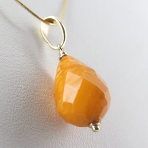 Italian Handcrafted Antique Butterscotch German Amber Pendant 9ct solid Gold Loop GP0298 RRP£225!!