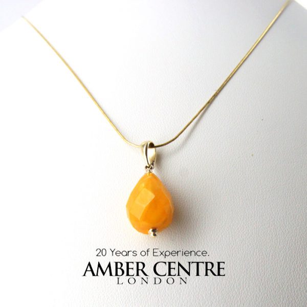 Italian Handcrafted German Antique Butterscotch Amber Teardrop Pendant with 9ct solid Gold Loop GP0299 RRP£225!!!