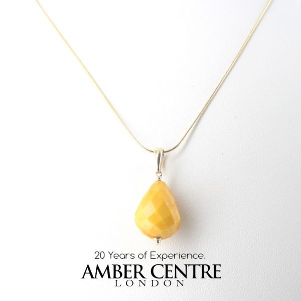 Italian Made Antique Butterscotch German Amber Pendant with 9ct solid Gold Loop GP0301 RRP£195!!!