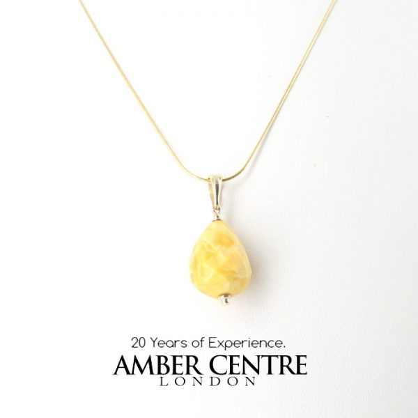 Italian Made Antique Butterscotch German Amber Pendant 9ct solid Gold Loop GP0302 RRP£225!!!