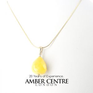 Italian Made German Antique Butterscotch Amber Teardrop Pendant 9ct Gold Loop GP0304 RRP£225!!!