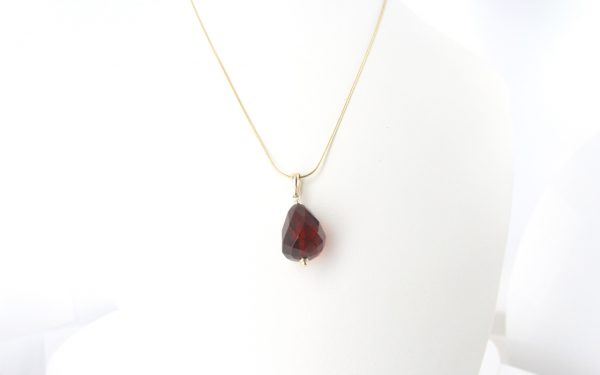 Italian Handcrafted German Cherry Amber Teardrop Pendant with 9ct solid Gold Loop GP0308 RRP£175!!!