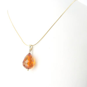 Italian Beautifully Handcrafted German Honey Amber Teardrop Pendant with 9ct solid Gold Loop GP0309 RRP£145!!!