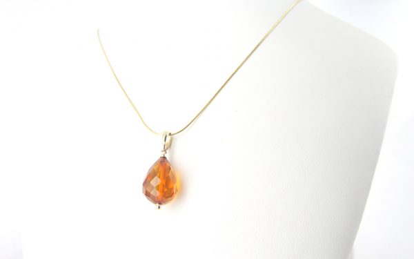 Italian Beautifully Handcrafted German Honey Amber Teardrop Pendant with 9ct solid Gold Loop GP0309 RRP£145!!!