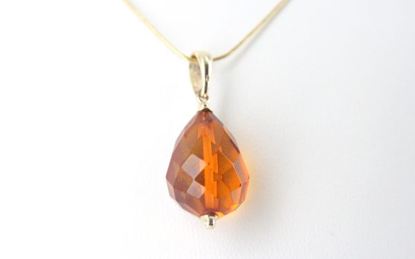 Italian Beautifully Handcrafted German Honey Amber Teardrop Pendant with 9ct solid Gold Loop GP0309 RRP£145!!!