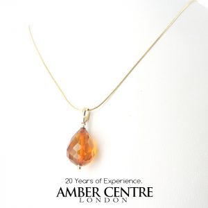 Italian Beautifully Handcrafted German Honey Amber Teardrop Pendant with 9ct solid Gold Loop GP0309 RRP£145!!!