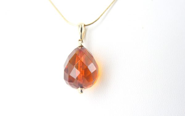 Beautifully Handcrafted German Honey Amber Teardrop Pendant with 9ct solid Gold Loop GP0310 RRP£165!!!