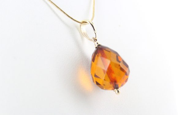 Beautifully Handcrafted German Honey Amber Teardrop Pendant with 9ct solid Gold Loop GP0310 RRP£165!!!