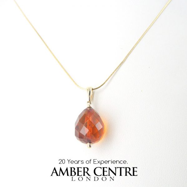 Beautifully Handcrafted German Honey Amber Teardrop Pendant with 9ct solid Gold Loop GP0310 RRP£165!!!