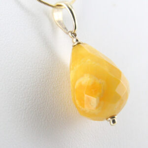 Italian Made Butterscotch Antique German Amber Teardrop Pendant 9ct solid Gold Loop GP0312 RRP£275!!