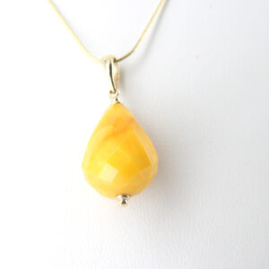 Italian Made Butterscotch Antique German Amber Teardrop Pendant 9ct solid Gold Loop GP0314 RRP£295!!