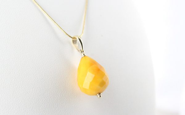 Italian Made Butterscotch Antique German Amber Teardrop Pendant 9ct solid Gold Loop GP0314 RRP£295!!