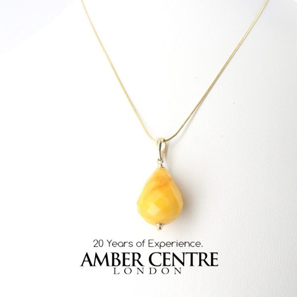 Italian Made Butterscotch Antique German Amber Teardrop Pendant 9ct solid Gold Loop GP0314 RRP£295!!