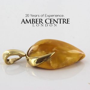 Butterscotch Antique German Unique Baltic Amber Pendant in 14ct solid Gold- GP0346Y RRP£995!!!