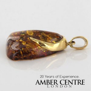 Italain Hand Made German Baltic Amber Pendant in 14ct Italian Gold - GP0357 RRP£790!!!