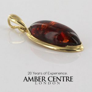 Italian Handmade Elegant German Baltic Amber Classic Pendant in 14ct solid Gold GP0886 RRP£395!!!