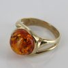 Italian Made Elegant Modern German Baltic Amber Ring In Solid 9ct Gold Gr0060 RRP£375!!!