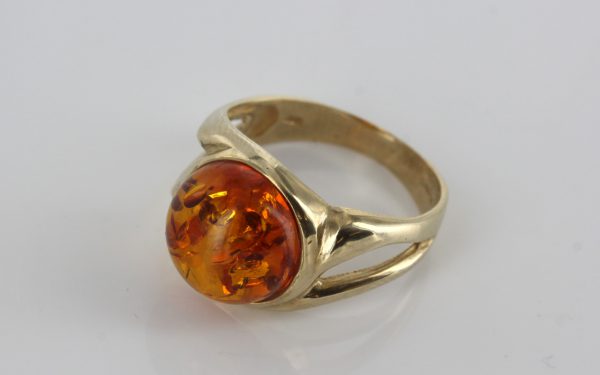 Italian Made Elegant Modern German Baltic Amber Ring In Solid 9ct Gold Gr0060 RRP£375!!!