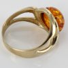 Italian Made Elegant Modern German Baltic Amber Ring In Solid 9ct Gold Gr0060 RRP£375!!!