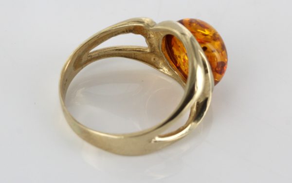 Italian Made Elegant Modern German Baltic Amber Ring In Solid 9ct Gold Gr0060 RRP£375!!!