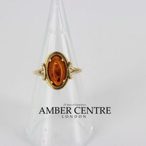 Italian Unique Handmade German Baltic Amber Ring in 9ct solid Gold- GR0265 RRP £195!!!