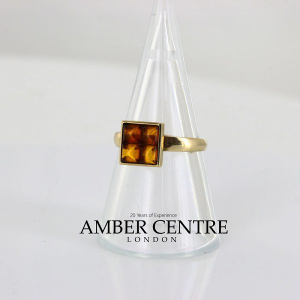 Italian Unique Handmade German Baltic Amber Ring in 9ct Gold- GR0302 RRP £295!!!