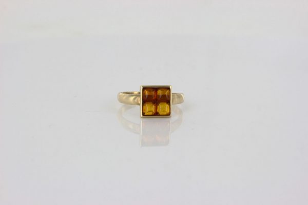 Italian Unique Handmade German Baltic Amber Ring in 9ct Gold- GR0302 RRP £295!!!