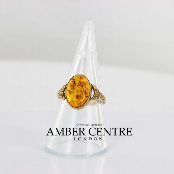 Italian Unique Handmade German Baltic Amber Ring in 9ct solid Gold- GR0308 RRP £275!!!