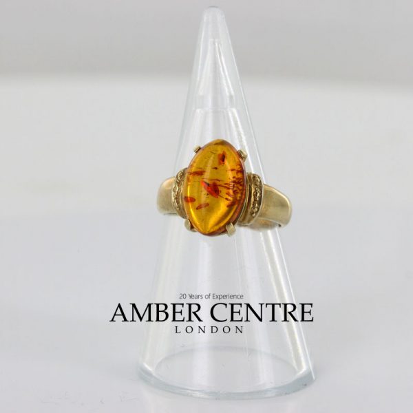 Italian Unique Handmade German Baltic Amber Ring in 9ct solid Gold- GR0309 RRP £350!!!