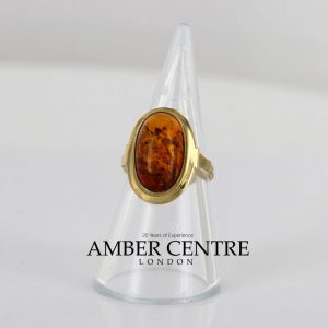 Italian Made Elegant Classic Baltic Amber in 9ct Gold Ring GR0316 RRP 230!!!