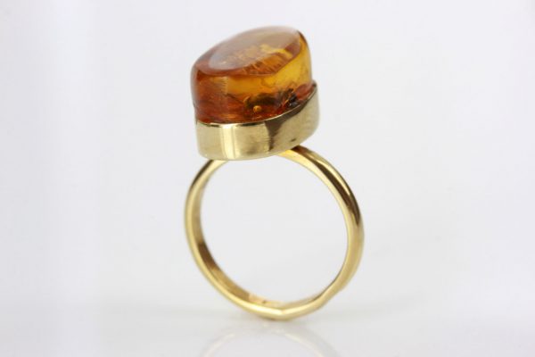 Amber Ring 14ct solid Gold German Baltic Amber with Ant insect Handmade GRR004 RRP£999!!!