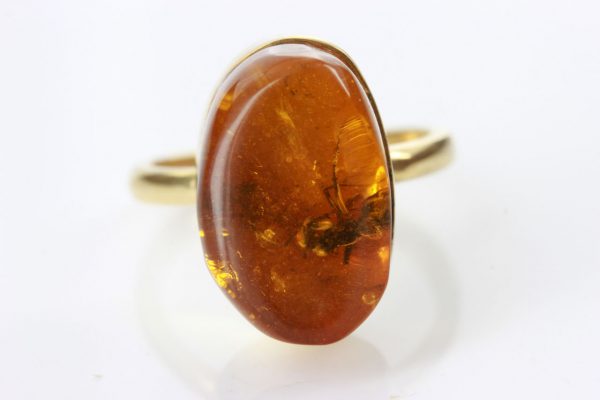 Amber Ring 14ct solid Gold German Baltic Amber with Ant insect Handmade GRR004 RRP£999!!!